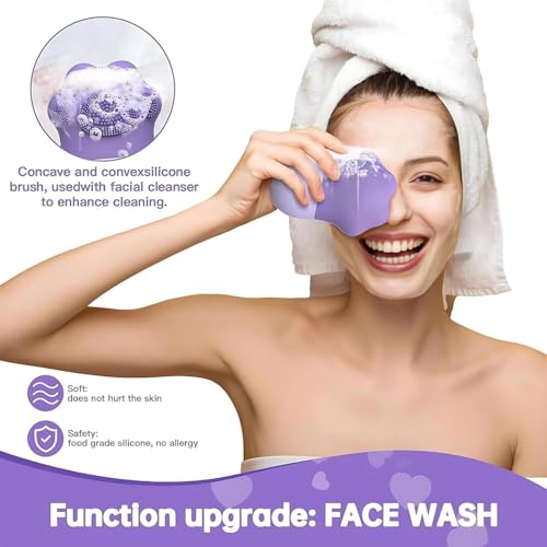 Image of MARKWELL Ice Roller for Face with Scrubber | Ice Roller for Face | Face Ice Roller for Men & Women | Ice Cube Roller for Glowing Skin & Puffy Eyes | Reusable & Unbreakable (Purple)