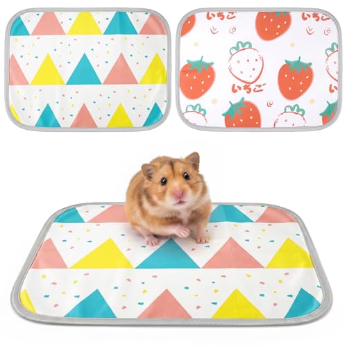 GLGHMH 2 Pack Pet Cooling Mat 50x40cm Summer Cool Pad for Small Animals Breathable Ice Silk Sleeping Mat Washable Pet Cooling Pad for Rabbits Guinea Pigs Hamsters Puppies