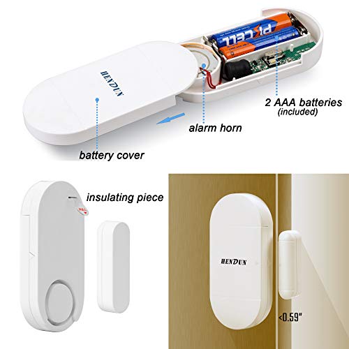 Hendun Door Alarm For Home Security With Remote, 130Db Wireless Windows Alarm Sensors,Chime For Pool Door, Kids Safety, Alarm For Garage, Sliding, Dementia,Opening Entering Alert (Pack 1) #TOP3