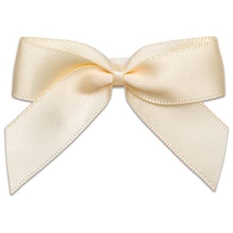 Italian Options Satin Ribbon Bows Self Adhesive 12-Piece Pack, 5 cm Bow Width, Cream Cover