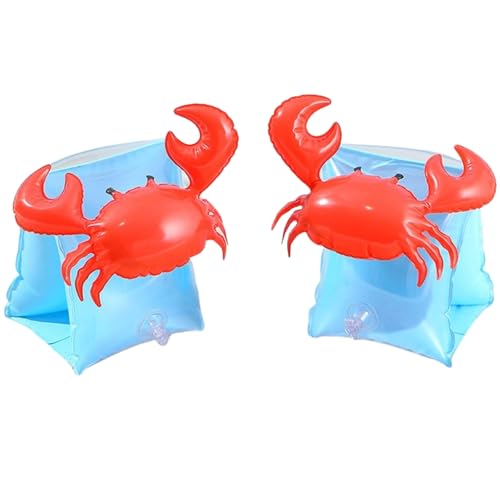 2 Pack Arm Floaties for Kids - Cute Cartoon Inflatable Pool Arm Floaties Swim Rings, PVC Arm Bands Floater Sleeves for Toddlers Children 3-5-6-12 Years (Watermelon) (Crab)