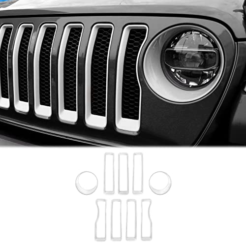 Image of CheroCar for JL Mesh Grille Grill Insert & Headlight Turn Light Cover Trim Exterior Accessories for Jeep Wrangler JL JLU 2018-2026 & Gladiator JT 2020-2026