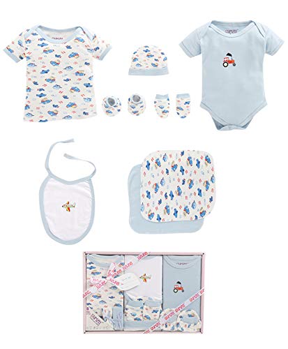 BUMZEE Unisex Regular Fit Overalls (Pack of 8) (Peb6109_Blue_0-3 Months)