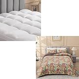 【2 Pack】 Soulgenix King Extra Thick 400TC Cotton Mattress Topper & Soulgenix 3-Piece Paisley Patte