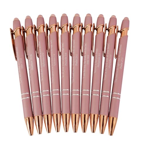 Iouyjiu Bible Verse Pens, Set of 10 Inspirational Ballpoint Pens, Retractable Black Ink Writing Tools, Christian for Women, Men, Faith-Based Offices Supplies, 5.71x0.39 pulgadas