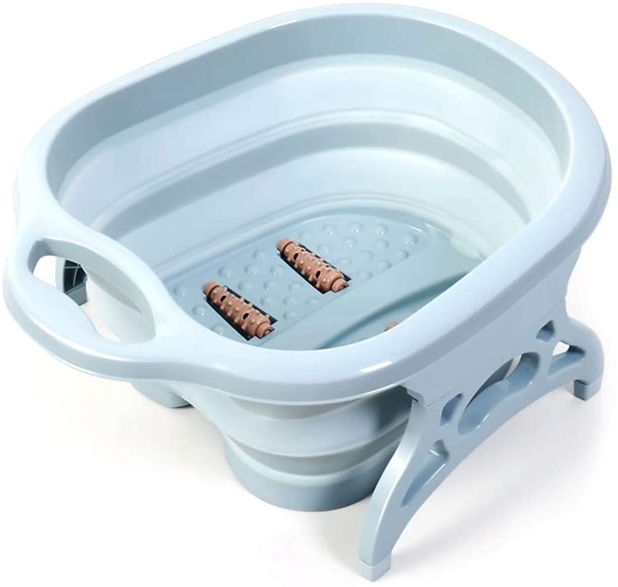 Cloyster Foot Soaking Bath Basin Foot Soak Tub Foot Bucket Outdoor Travel Foldable Water Basin with Massaging Rollers for Soaking Portable Collapsible Foot