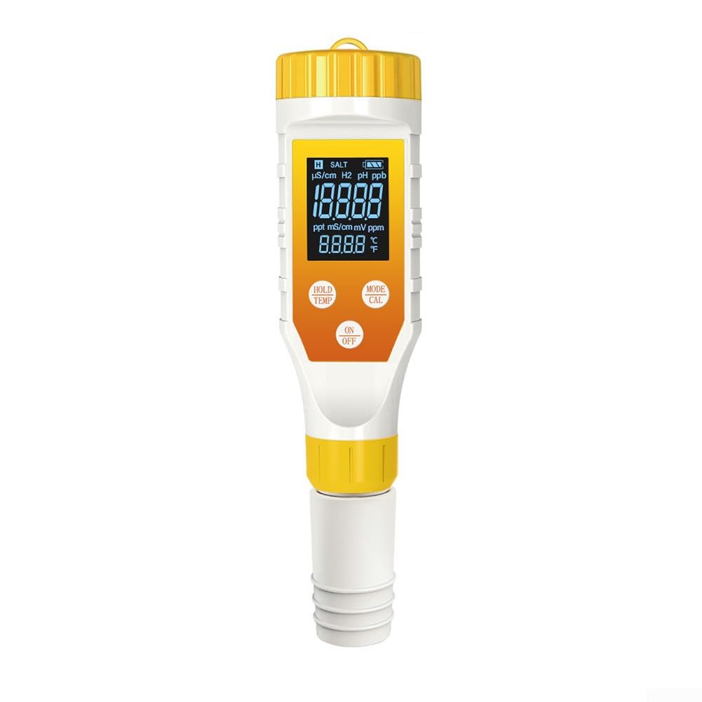 Strumento di prova dell'acqua 7 in 1 con retroilluminazione per idrogeno fH2 ORP Salinità Temperatura e pH Misure