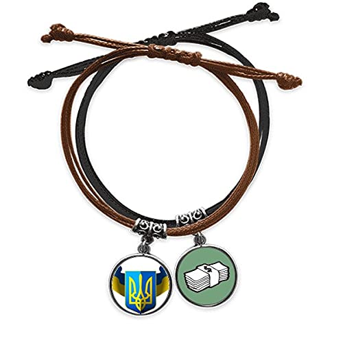 Pulsera de Ucrania en cuero legítimo con insignia patria acabada a mano