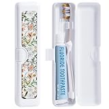 Gerkia Toothbrush Travel Case - Colorful Pattern, Holder and Covers for Toothbrushes, Includes Tongue Scraper Case