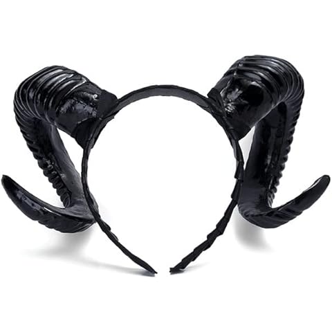 Halloween Gothic Devil Headband Sheep Horn Hairband Cosplay Accessories For Party Decoration Cosplay Costume Headpiece (Black) Cover