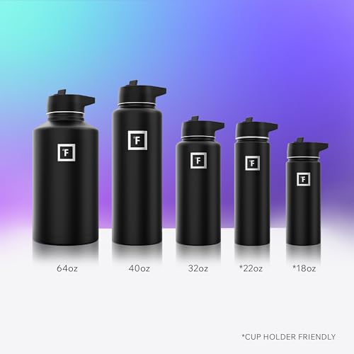 image for IRON °FLASK Camping & Hiking Hydration Flask with 3 Lids - Stainless 