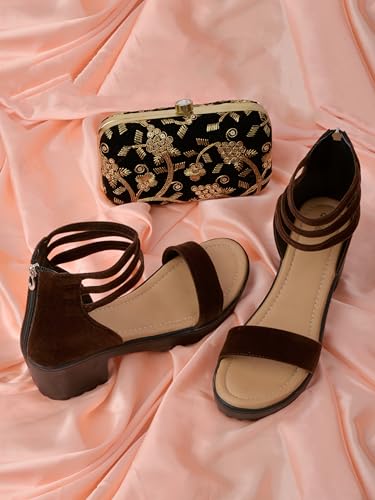 Image of Women's Platform Heels Signora112|Chunky Flared High Heel Sandals |Glossy Open Toe with Ankle Strap Signora112