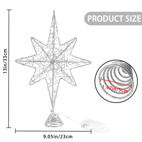 Dulefun DULEFUN-US-XM162M1P1 Christmas Tree Topper 13.5 Inch Silvery Star Tree Toppers thumb #2