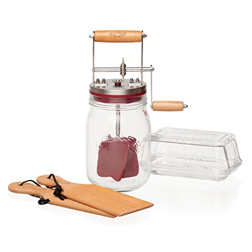 Kilner Butter Churn Starter Kit, Includes Butter Churn, Butter Paddle Set, and Butter Dish