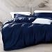 NTBAY 3 Pieces Satin Duvet Cover Set, Ultra Luxury and Soft with Hidden Zipper Design Comforter Cover Set, Queen Size, Navy Blue