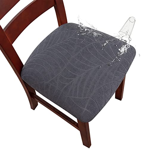 Genina Housses siège salle manger imperméables extensibles lavables 6pcs, gris feuilles