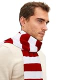 Zando Red and White Striped Scarf for Men - Soft, Warm Fall Winter Scarf for Cold Weather and Halloween Scarves Men's Cold Weather Scarves