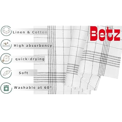 Betz 3er Set 50 x 68 cm Halbleinen Geschirrtücher extrem strapazierfähig und saugstark Geschirrhandtuch Gläsertuch Jacquard Gläsertücher Küchentuch Handtuch MCT-12 HL grau – Bild 7
