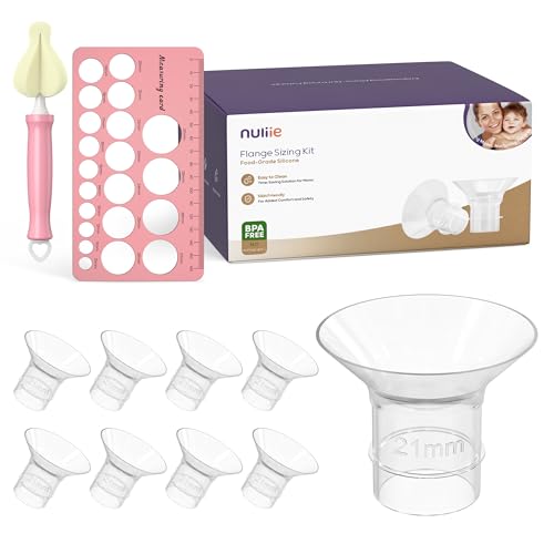 Image of Nuliie 8PCS Flange Sizing kit 21mm for 24mm Flange/Shield of Most Pumps, BPA Free Silicone Flange Inserts, Compatible with Momcozy/Elvie/Spectra/Bellababy/TSRETE/Nuliie Electric Breast Pumps
