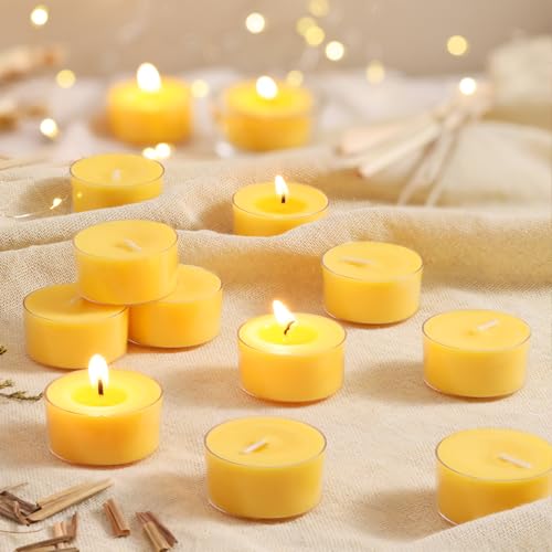 Citronella Scented Tea Lights Candles &ndash; Yellow &ndash; 6 Hour Burn &ndash; 100% Palm Wax &ndash; Scented...
