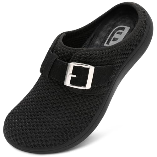 JOINFREE Womens Wide Slippers Adjustable Diabetic Mules Slip on House Slipper Clogs Breathable Comfortable Barefoot Walking Slipper for Arthritis Edema Swollen Elderly