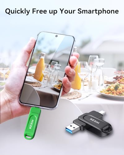 Image of KEXIN Dual 32GB Flash Drive 5 Pack USB-A & Type-C Thumb Drive 3.0 100MB /s Swivel USB Drive 32GB Memory Stick for Smartphone Tablet iPhone 15 /16 Car Game Console,32GB 5 Pack