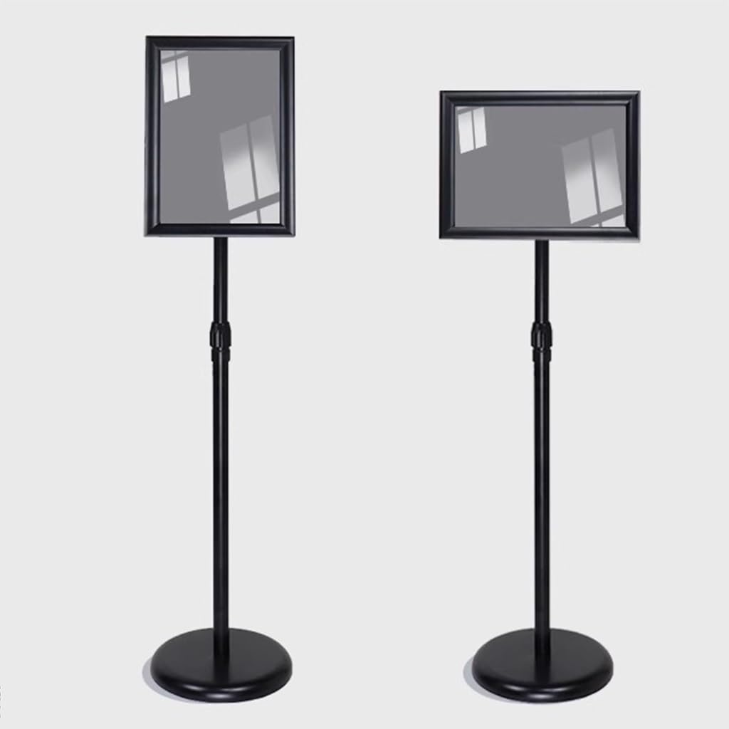 WIGSELBL Soporte de pie para carteles, soporte para carteles de menú para visualización vertical y horizontal, estante ajustable para anuncios con base estable (dorado, A3)