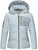 BANTREK Women's Puffer Jacket Warm Winter Down Coat Waterproof Hooded Parka Coats Thicken Insulated Outerwear (Ice Blue,X-Large)