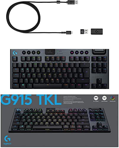 G915 LIGHTSPEED TKL Wireless Mechanical Tenkeyless Gaming Keyboard, Low Profile, GL-Tactile Switches, LIGHTSYNC RGB, +40 Hours Battery Life, Italian QWERTY – Black - Tastiera gaming - Immagine 9