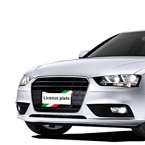 Italy Flag License Plate Frames - 2 Pcs Tri Color Sport Car Tag Cover Aluminum Auto Italy Flag License Plate Holder For Men Women Decorative Italian Flag Black License Plate Frame #TOP6