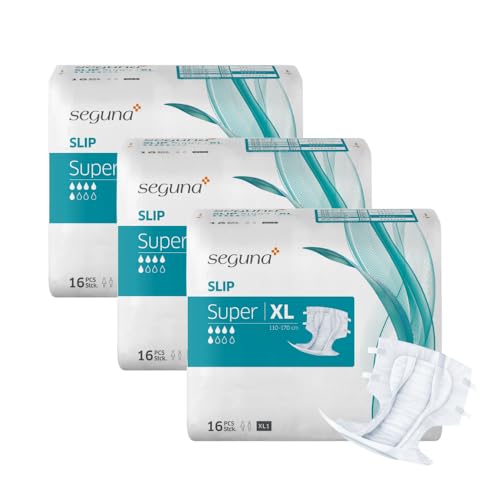 SEGUNA Slip Super, Inkontinenz Windeln für Erwachsene, Frauen, Männer, Windeln bei schwerer Blasenschwäche, Stuhlinkontinenz (XL (Beutel 16 Stück))