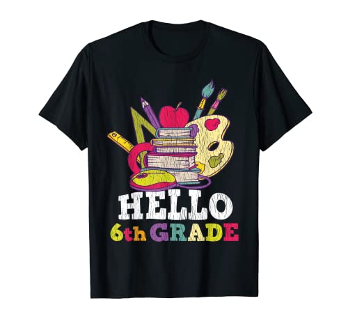 Hola sexto sexto grado de regreso a la escuela 1er día de escuela niños Camiseta
