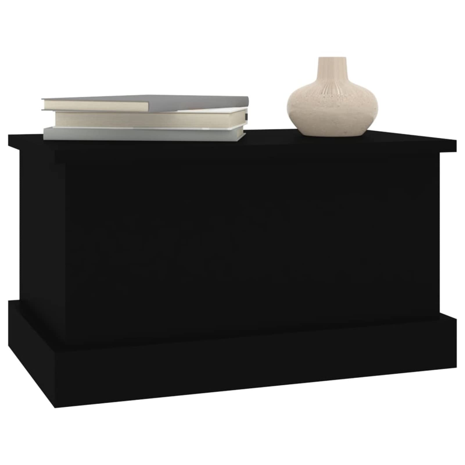 Baúl de almacenamiento negro 50 x 30 x 28 cm madera multicapa, baúl de jardín impermeable, baúl de exterior