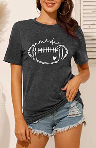 Game Day Football T Shirts Women Football Mom Tee Tops Funny Sunday Casual Short Sleeve Tee Shirts4