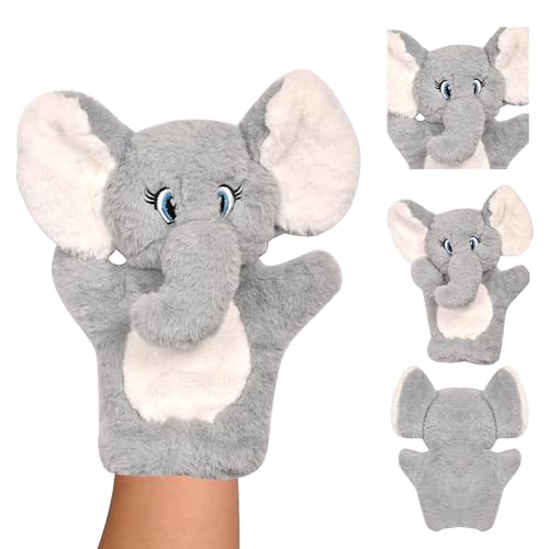 Image of Besties Hand Puppets for Kids - Soft Hand Puppets for Kids, Story Telling Puppet for Kids, Hand Puppet Toy, Plush Animals Hand Puppet Toys, Fun Play Learning Toys - Grey (Elephant)