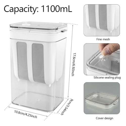 QENWKXZ Filtro de iogurte grego de malha fina de 1100 ml com tampa transparente Separador de soro de