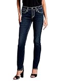 Silver Jeans Co. Women's Elyse Mid Rise Comfort Fit Straight Leg Jeans - Legacy, Blue, 32W x 31L