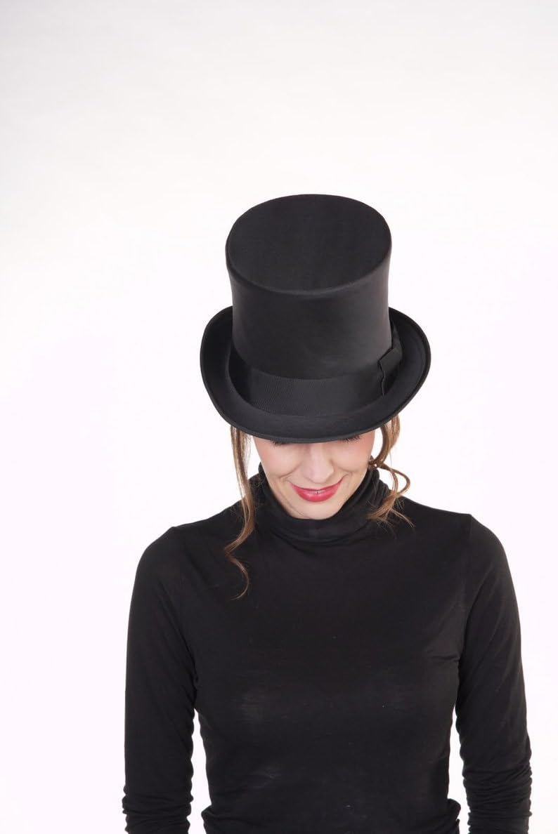 Maskworld Hochwertiger Seidenglanz-Zylinder - Hochzeit festlich elegant - Damen & Herren - Schwarz - Höhe: 15 cm - handgefertigt in Deutschland - Hut-Manufaktur