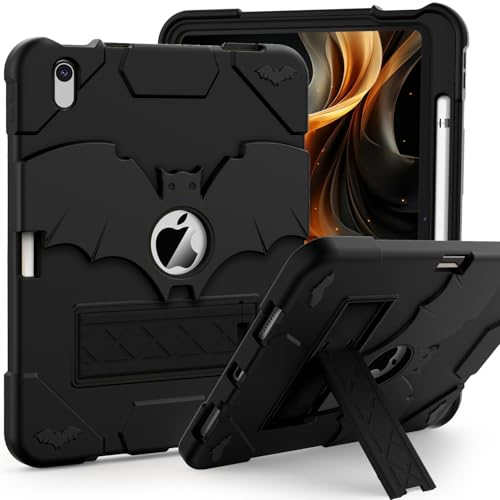 Case for iPad 11 inch (A16) 2025/10th Generation Case 10.9 inch 2022, Slim Heavy Duty Shockproof Rugged Protective Cover with Built-in Stand for iPad 11th/10th, Black