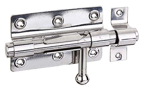 Gah Alberts Box or Fixed Round Button and Latch Door Bolt Lock, 327019, Stainless Steel, 100 x 65 mm