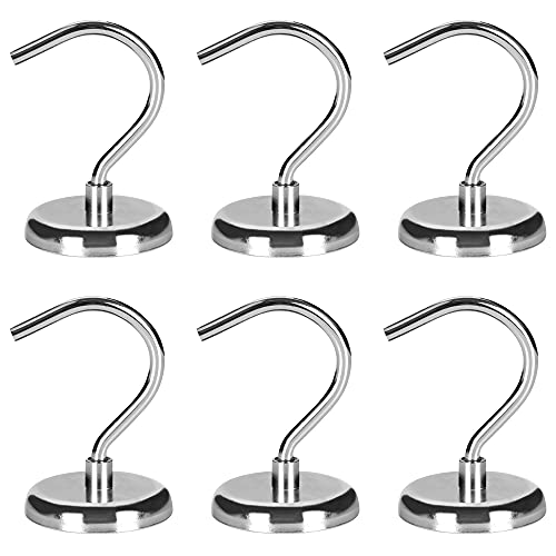 SMARTAKE 6-Pack Magnetic Hooks, 100lbs Heavy Duty Magnets with Hook for Refrigerator, Magnetic Hanger for Hanging, Cruise, Home, Kitchen, Bathroom, Workplace, Office, Garage, Curtain, Grill