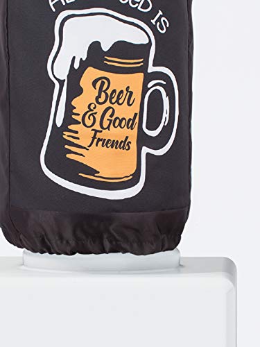 Image of Swayam 20 Litre Bottle Cover for Home & Office | Bottle Protector | Lace Closure at Bottom | Machine Washable | Environment Friendly | Digitally Printed | 44cm x 42cm x 32cm - Black
