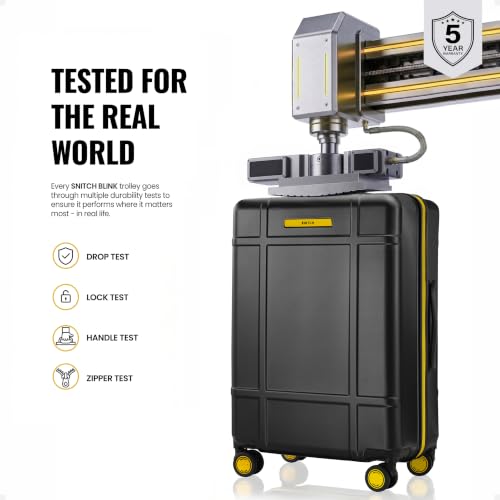 Image of SNITCH Blink Large Size Grey Polycarbonate Hard Travel Suitcase - Large Trolley Bags & Luggage with 8 Wheels, Premium Lock, Wet & Dry Pouch & Free Shoe Bag