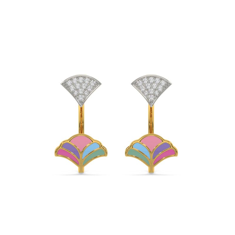 Image of Kisna 14 KT Fanfare Yellow Gold Natural Diamond Earrings For Women