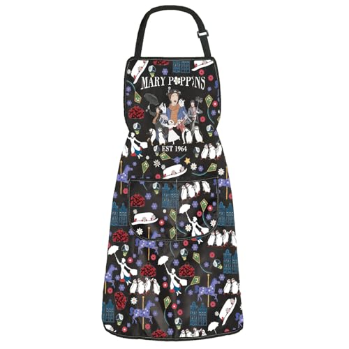 BAUNA Miss Poppins Tablier de cuisine Mary Est 1964 avec poche Poppins Décoration de cuisine Cadeau de pendaison de crémaillère, Tablier Mary 1964, taille...