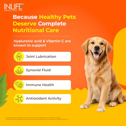 Image of INLIFE Collagen for Dogs & Cats | Hydrolysed Collagen Powder | Clinically Proven Ingredient with Biotin, Vitamin C, Hyaluronic Acid & Glucosamine | Pet Supplement (Orange)