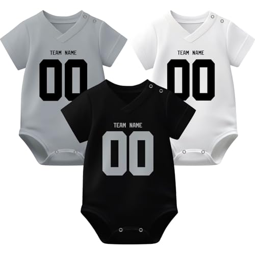 Image of KREDE Baby Clothes Unisex Bodysuit Jersey Style Custom Name Number for Baby Boys