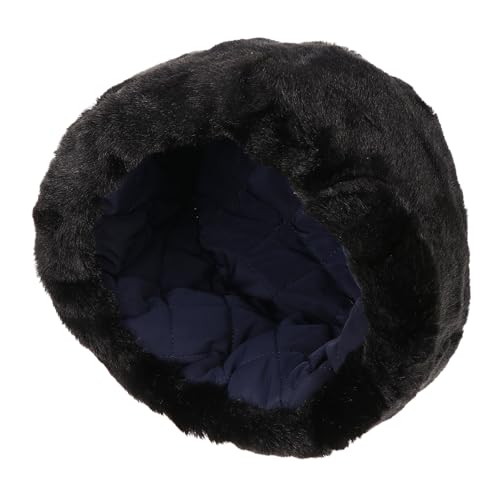 YARNOW Gorro de Piel Sintética para Personas Mayores Cálido y Grueso Color Negro Talla Única Gorro de Peluche Adecuado para Invierno Otoño y Actividades al Aire Libre como