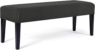 WOMACO Dining Room Bench Covers Stretch Spandex Upholstered Bench Seat Cushion Slipcovers for Kitchen Dining Bench Seat Protector (Dark Gray, Medium)