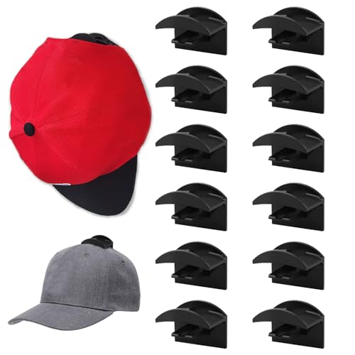 Altamejor 12 Stück Cap Halter, Selbstklebende Huthaken, Cap Halterung Wand für Wandmontage Hut Baseball Kappe Kleiderbügel Veranstalter